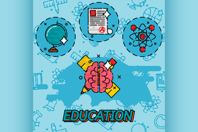 Education flat concept icons