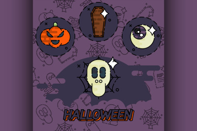 Halloween flat concept icons