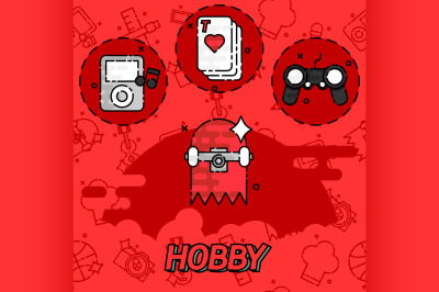 Hobby flat concept icons