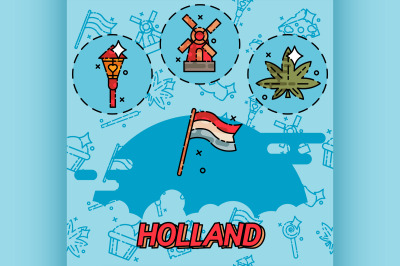 Holland flat concept icons