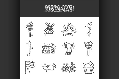 Holland flat icons set