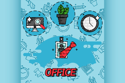 Office flat concept icons