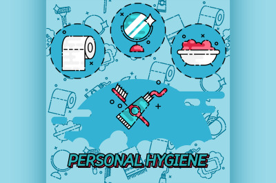 Personal daily hygiene design concept set