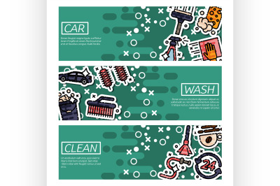 Set of Horizontal Banners about car wash