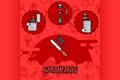 Smoking flat concept icons