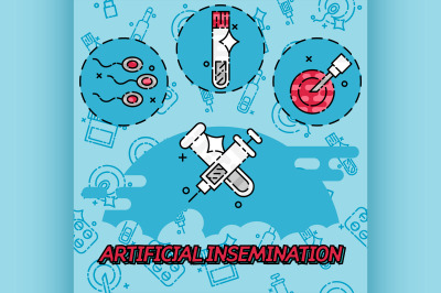 Artificial insemination flat concept icons