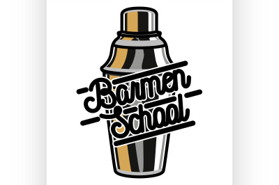 Color vintage barmen school emblem