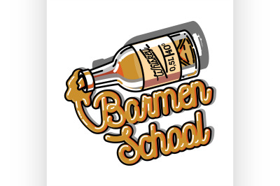 Color vintage barmen school emblem