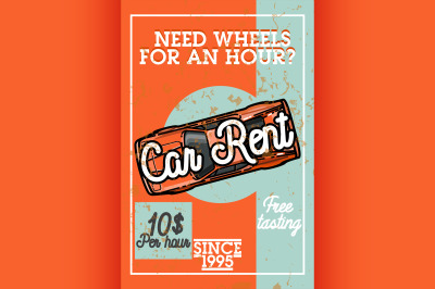 Color vintage car rent banner