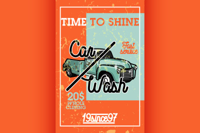 Color vintage car wash banner