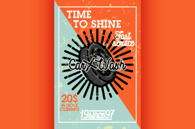 Color vintage car wash banner