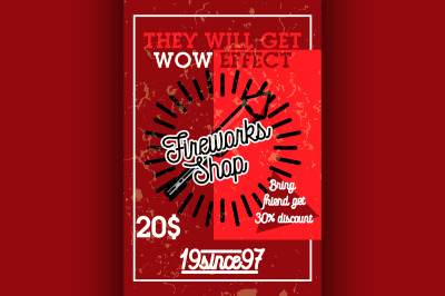Color vintage fireworks shop banner