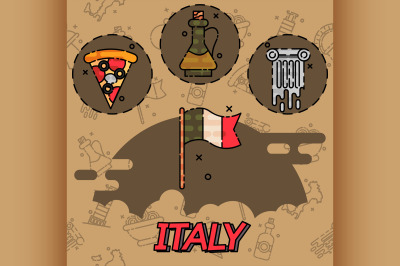 Italy Flat Icons Design