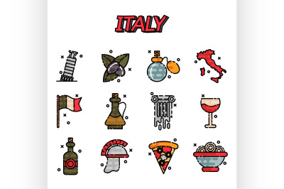 Italy Flat Icons Design