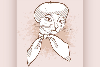 Vector sketch of elegant cat