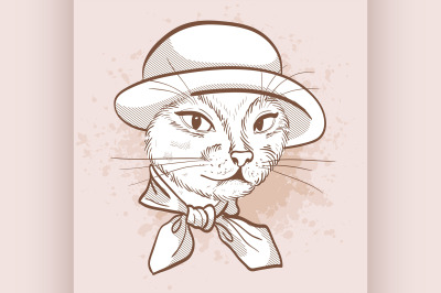 Vector sketch of elegant cat