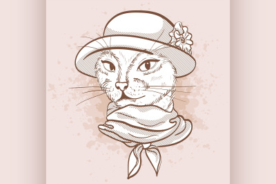 Vector sketch of elegant cat