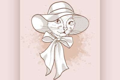 Vector sketch of elegant cat