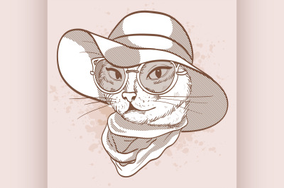 Vector sketch of elegant cat