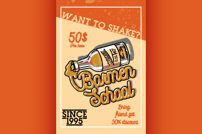 Color vintage barmen school banner