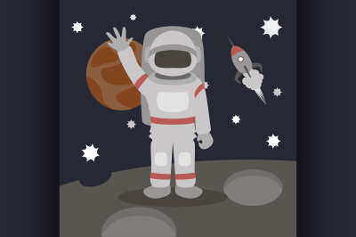 Cosmonaut isolated vector illustration