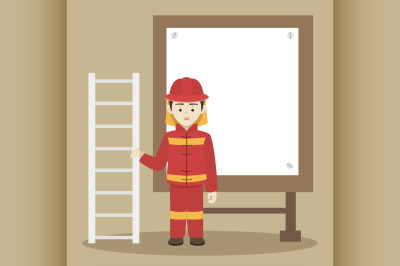 Fireman isolated vector illustration