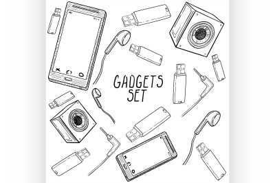 Set of hand drawn gadget icons