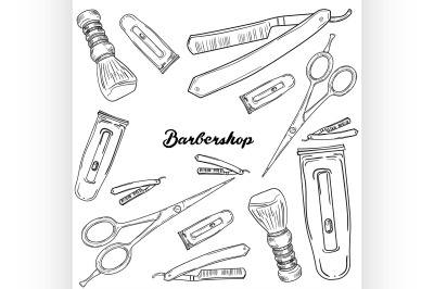 Set of vintage barbershop elements