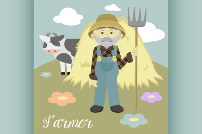 Farmer isolated vector illustration
