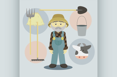 Farmer isolated vector illustration