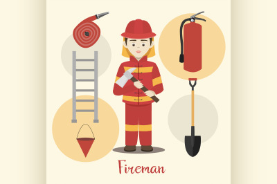 Fireman isolated vector illustration