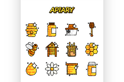 Apiary icons set.