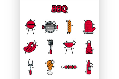 Barbecue and grill icon set