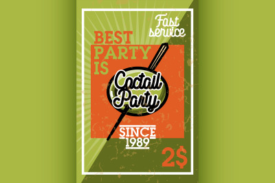 Color vintage cocktail party banner