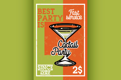 Color vintage cocktail party banner