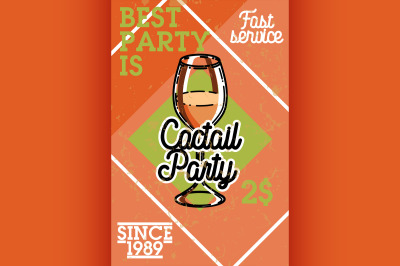 Color vintage cocktail party banner