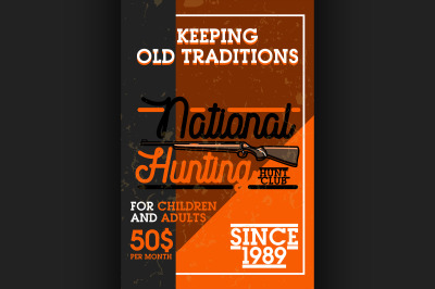 Color vintage hunting club banner