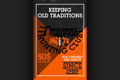 Color vintage hunting club banner