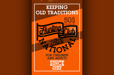 Color vintage hunting club banner