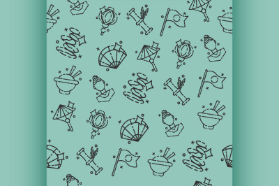 Japan Flat Icons Pattern