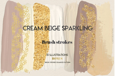 Cream Beige Sparkling | Brush Strokes Clip Art