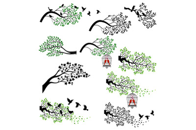 Tree Silhouettes Clipart Set Graphic