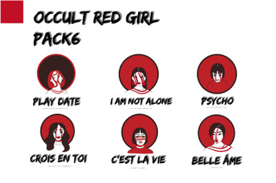 6 Pack Of Occult Red Girl Illustration Design