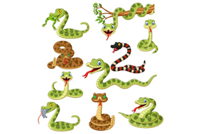 Snakes Cartoon Clipart Set Graphics