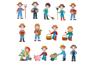 Farmer and Gardeners Clipart Set Graphics