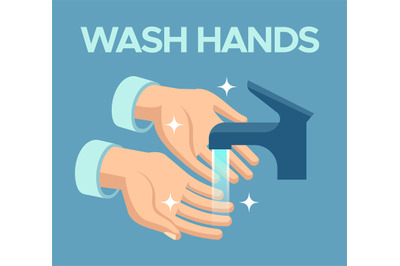 Wash hands. Skin disinfection, antibacterial hand washing with soap bu