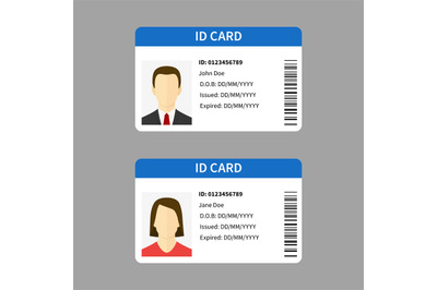 Plastic id cards. Personal registration form card, car driver license