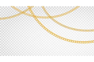 Golden chain. Luxury chains different shapes&2C; realistic gold links jew