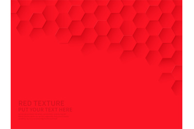 Hex texture. Red hexagon pattern, abstract chemistry and biotech techn