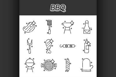 Barbecue and grill icon set